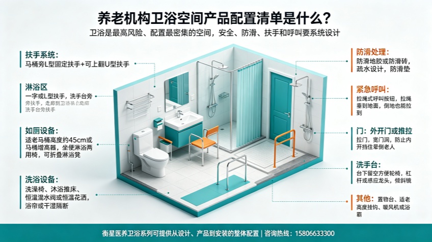 养老机构卫浴空间产品配置清单是什么？