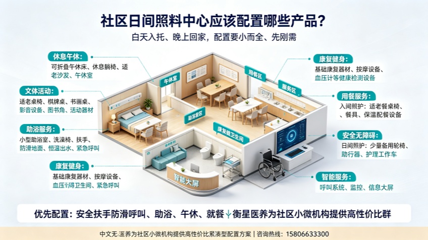 社区日间照料中心应该配置哪些产品？