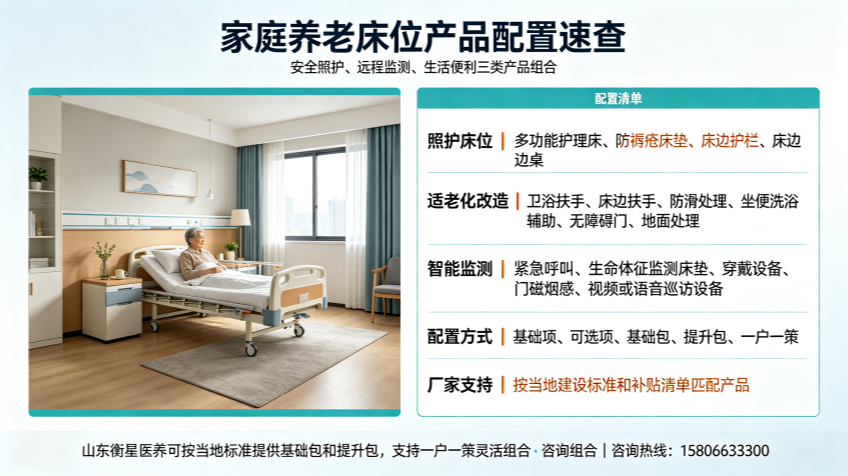 家庭养老床位一般需要配置哪些产品？