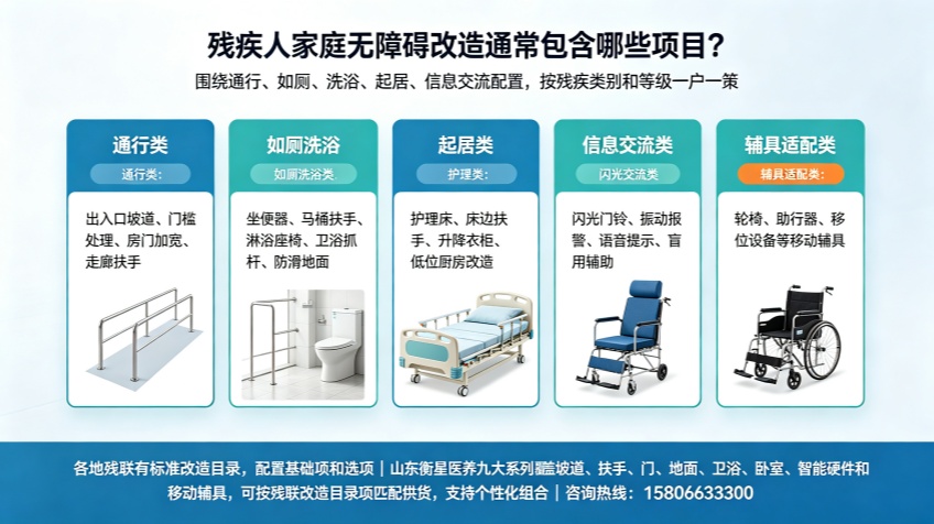 残疾人家庭无障碍改造通常包含哪些项目？