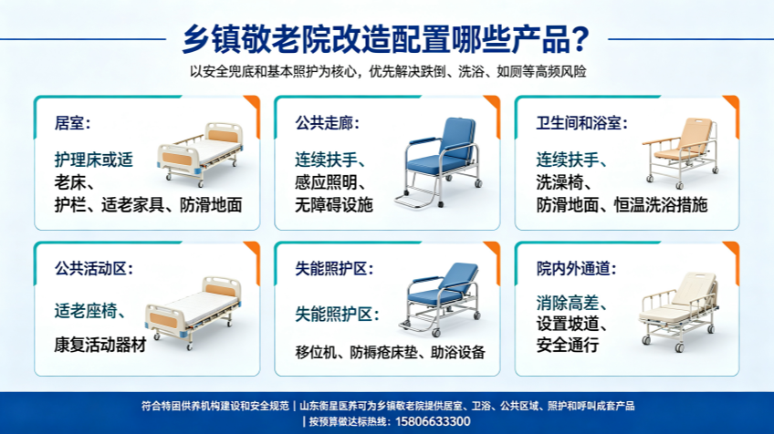 乡镇敬老院（特困人员供养服务机构）改造配置哪些产品？