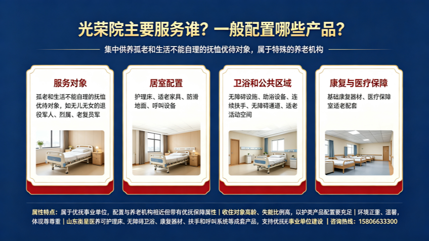 光荣院主要服务谁？一般配置哪些产品？