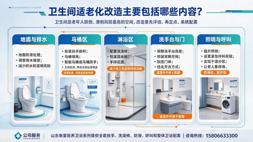 卫生间适老化改造主要包括哪些内容？